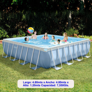 PISCINA PORTATIL ARMABLE INTEX 26765EH 4.8x4.8x1.2 7550G