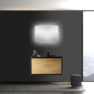 MUEBLE PARA BAÑO CON ESPEJO Y LAVAMANOS FELIX 0.75x0.48x0.55M