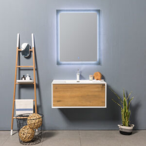 MUEBLE PARA BAÑO CON ESPEJO Y LAVAMANOS FURLA 0.74x0.48x0.40M